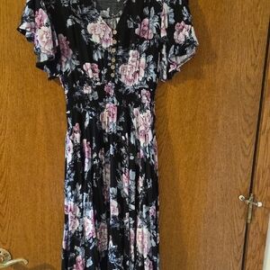 Floral Black and Pink Women's Dress